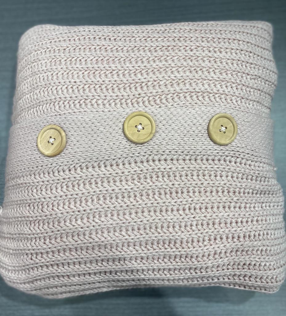 Knitted Buttons Cushion Cover