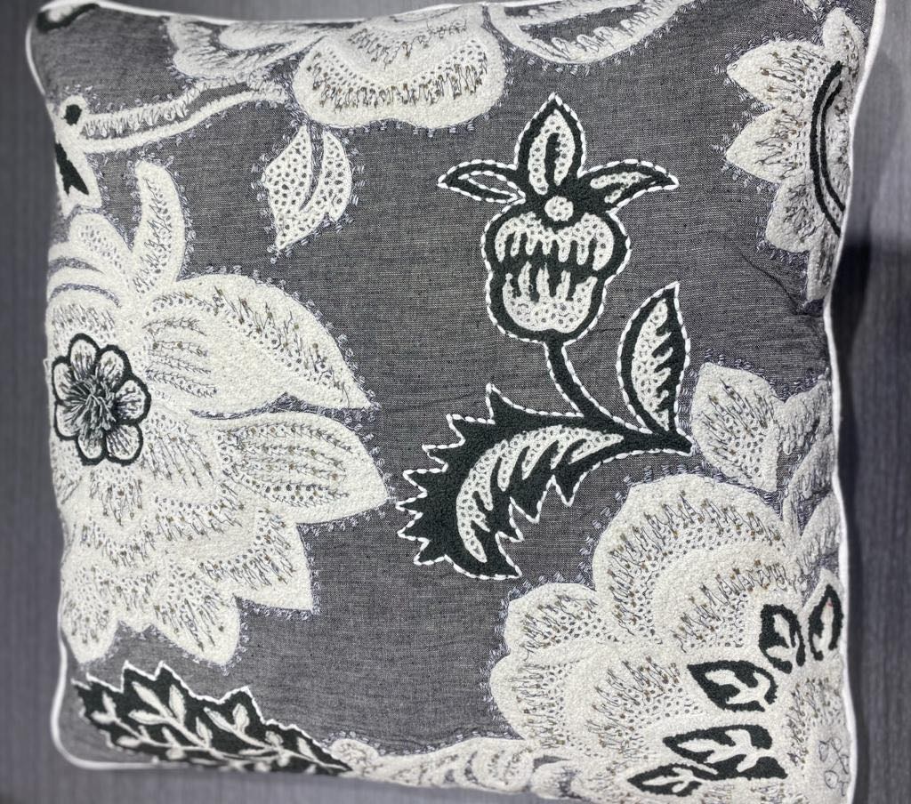 White Floral Cushion Cover