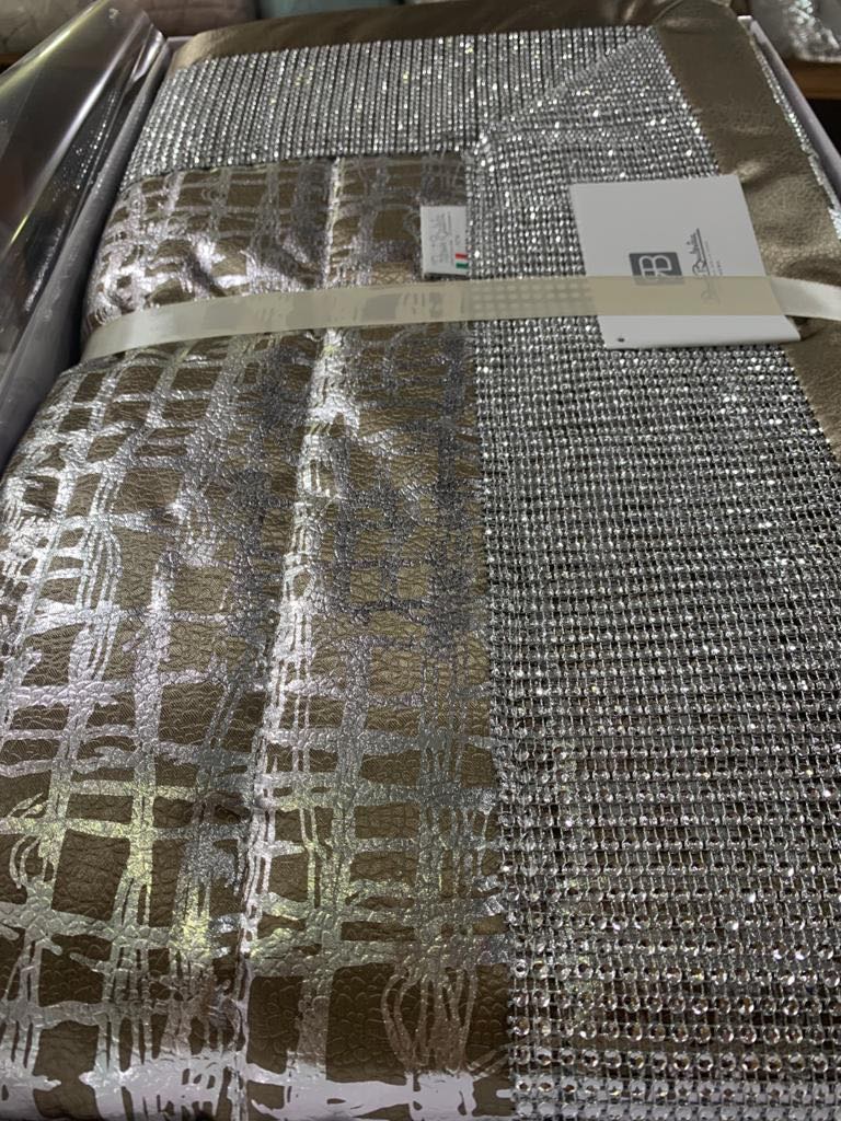 Diamond Border Bedspread Taupe