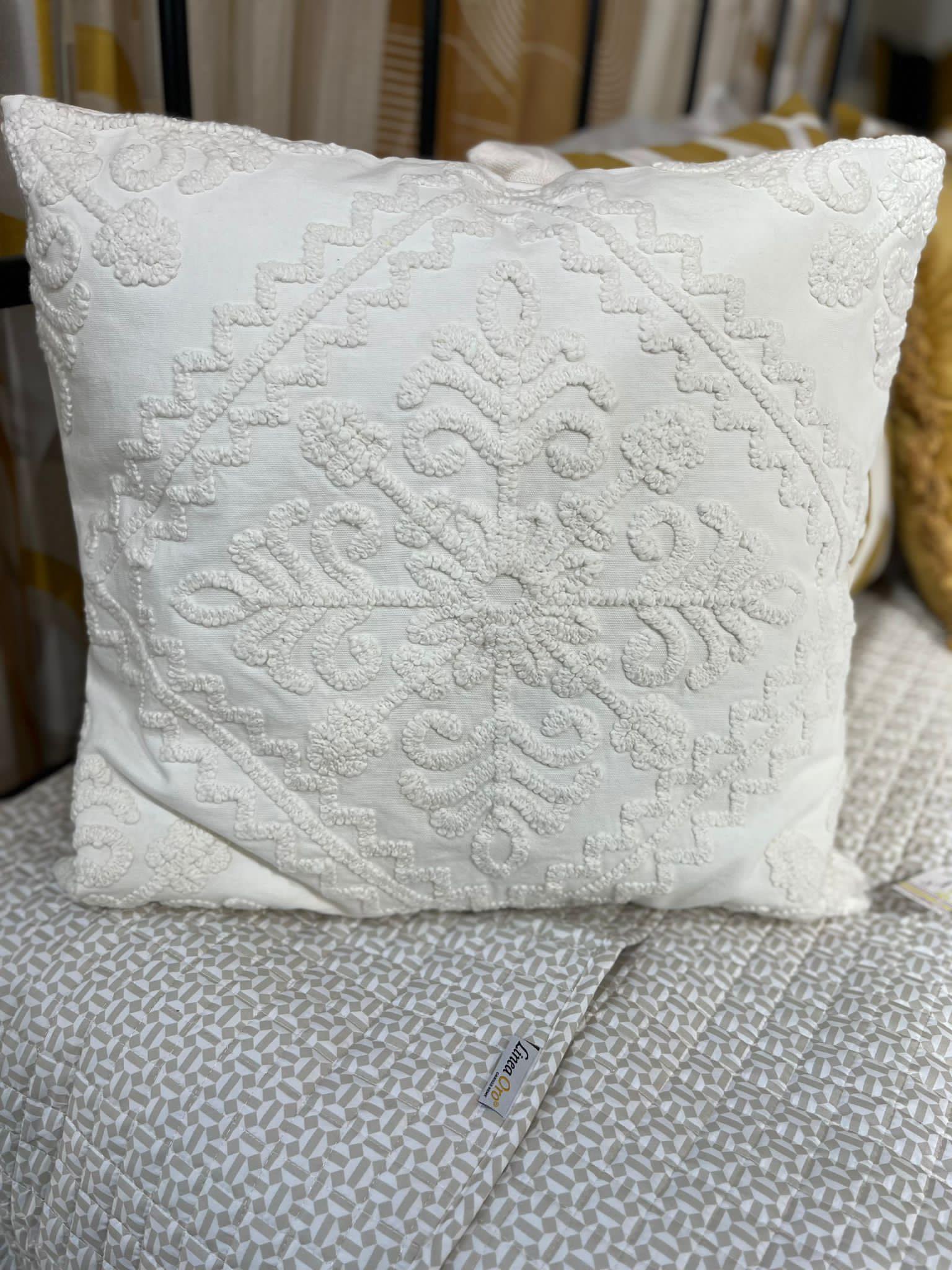 White Tapestry Cushion Cover 