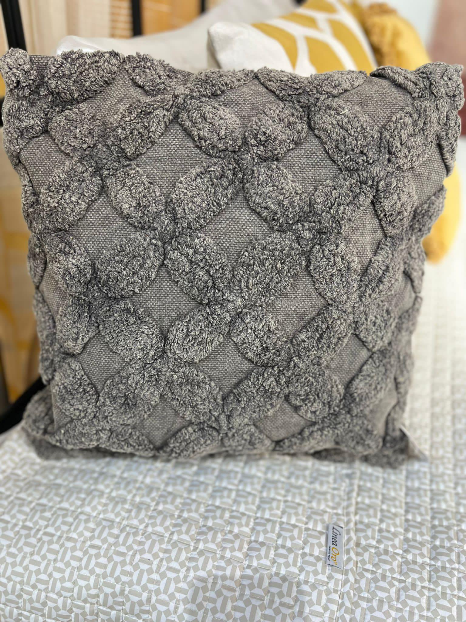 Grey Embossed Cushion Cover