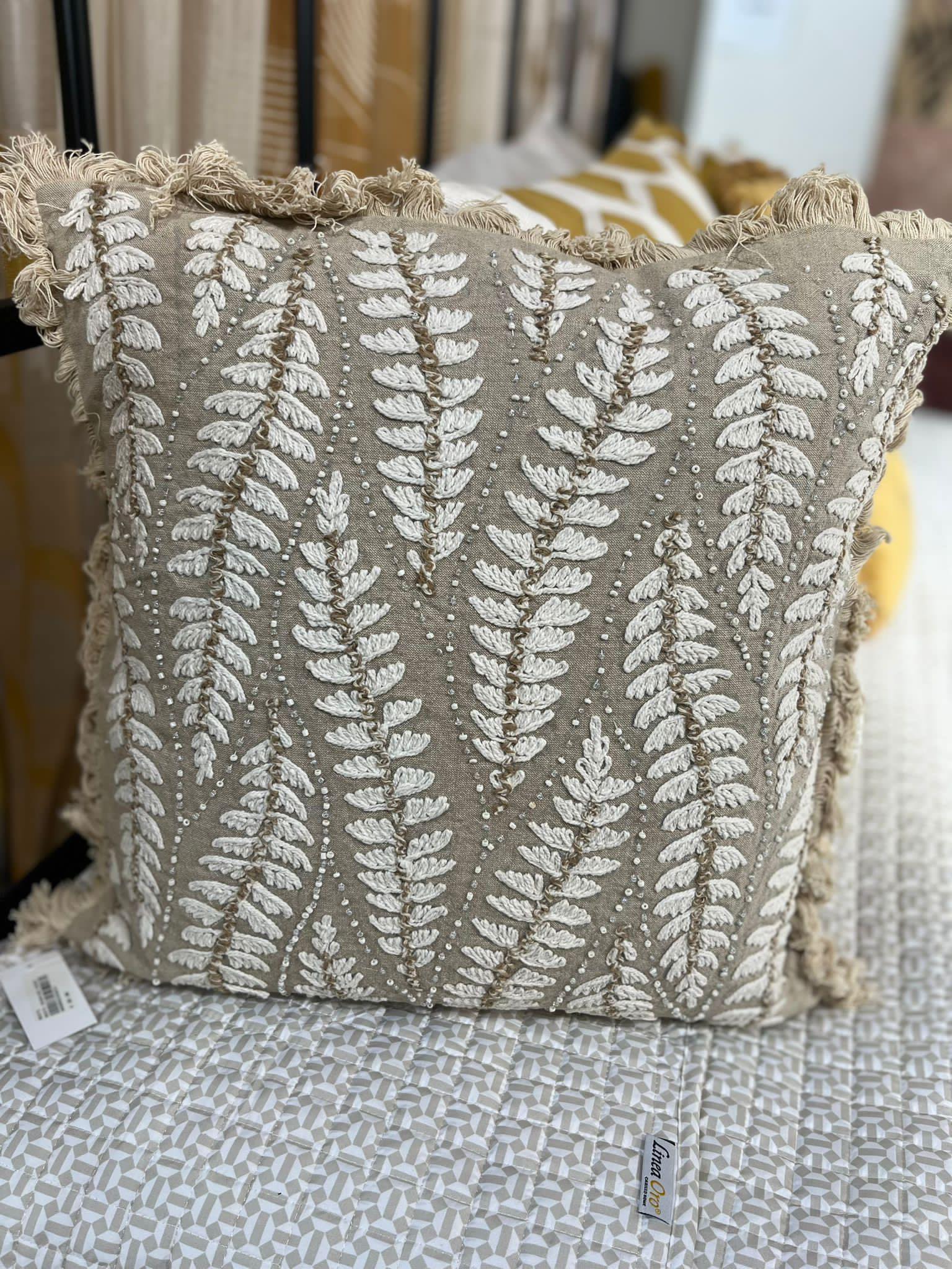 Beaded Feather Cushion Covers