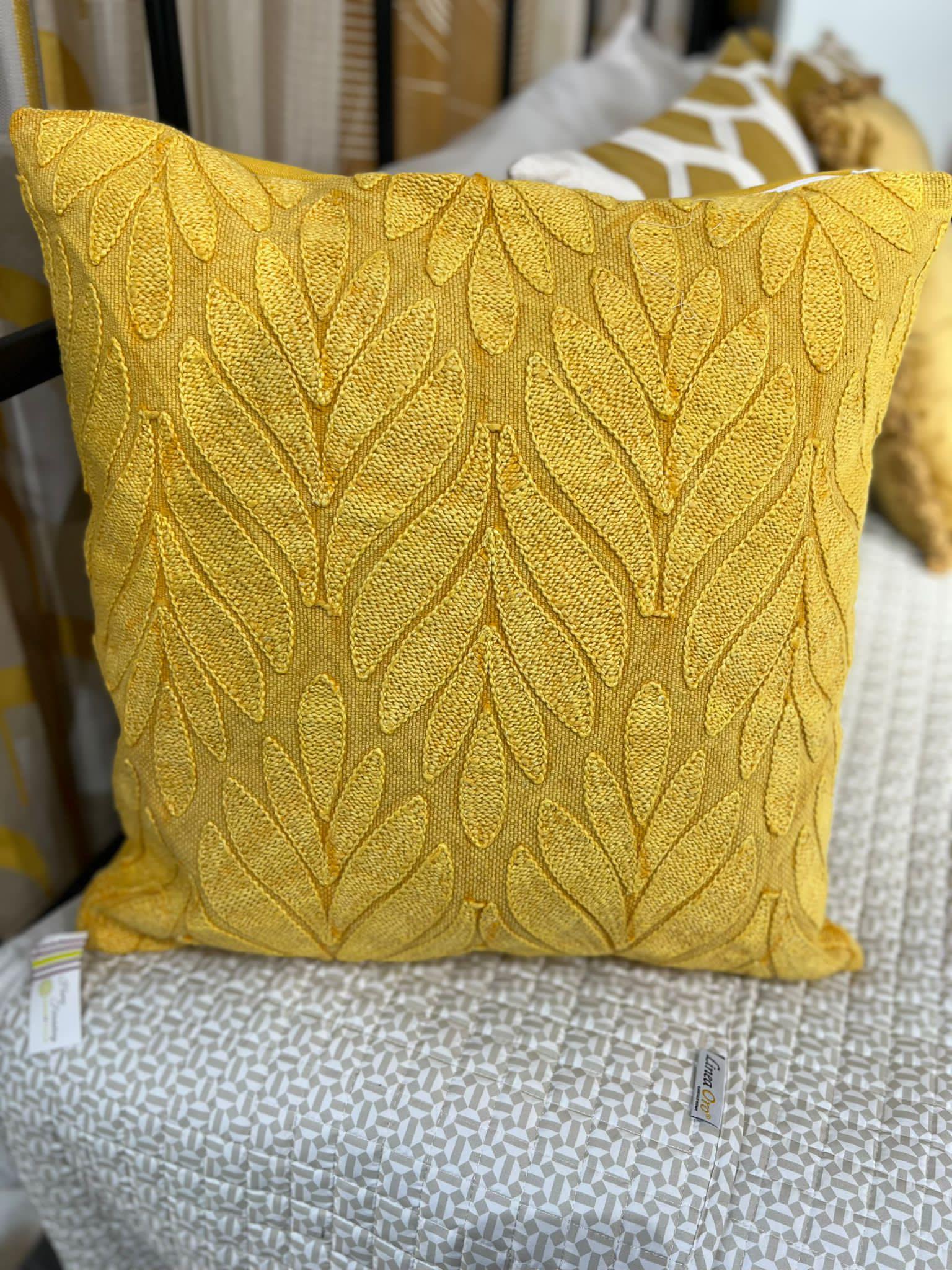 Mustard Leaves Cushion Cover