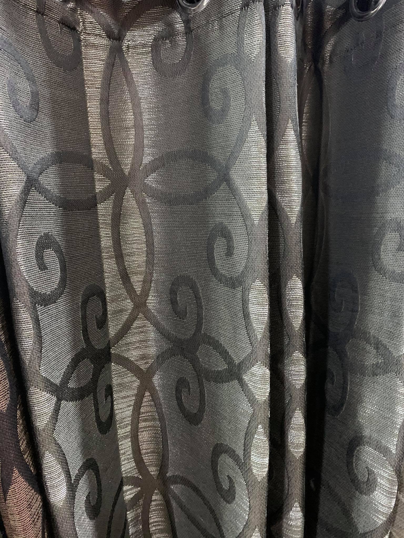 Brown Floral Swirl Ready Made Curtain